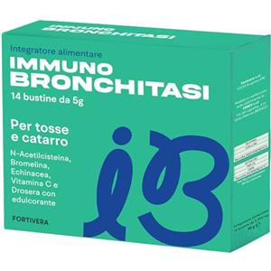 FORTIVERA IMMUNO BRONCHITASI Acetilcisteina 600 mg 14 Bustine - Integratore Alimentare per Tosse e Catarro - con Bromelina, Echinacea, Drosera e Vitamina C