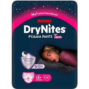 DryNites Huggies Drynites Mutandine Assorbenti per la Notte per Bambina, Taglia XL (48-60 Kg), Confezione da 27 Pezzi (9x3)