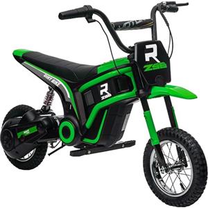 HOMCOM 24V Moto Elettrica per Bambini 8-12 Anni con Acceleratore Manuale, Mini Moto Cross Elettrica per Bambini con Sospensione, Luci e Suoni, 2 Velocità 8-16km/h e Ruote 30.5cm, Verde