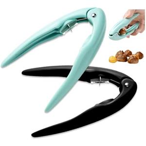 HMCEY 2 Pezzi Taglia Castagne a Croce,Schiaccia Castagne Clip,Pinza Apri Castagna Incidi,Chestnut Cutter Nut Crackers,Schiaccianoci Mandorle Multifunzione per Mandorle, Maronize, Noci - Nero