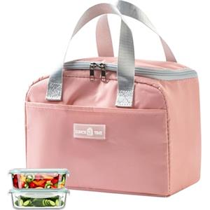 KASESSS Borsa Termica Porta Pranzo, Borsa Porta Pranzo Pieghevole, Riutilizzabile Borsas Frigo Piccola, Lunch Bag Interno in Alluminio con Tasche Laterali per Ufficio Viaggio Picnic Lavoro Studenti