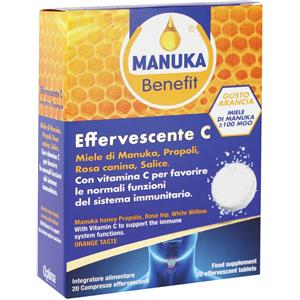 OPTIMA NATURALS Srl Manuka Benefit Effervescente C - Integratori per il Sistema Immunitario - 20 Compresse