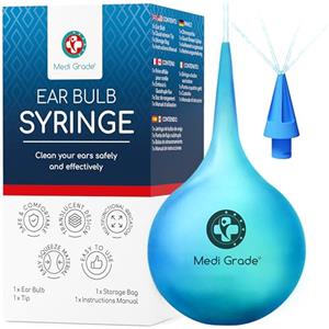 Medi Grade Kit Pulisci Orecchie da 75ml, Kit per Pulizia Orecchie con Punta a Getto Quadruplo, Kit Togli Cerume Orecchie con Siringa a Bulbo, Siringhe Auricolari