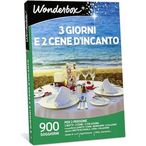 WONDERBOX - Cofanetto Regalo - 3 Giorni e 2 Cene d'Incanto - 600 Soggiorni - 2 Notti + 2 Cene + Colazione - Hotel a 4 e 3 stelle