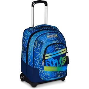 Seven Trolley Scuola Fisso, Blu, 2 in 1, Doppio Uso, Trolley e Zaino, Zaino Scuola Viaggio, Bambino Ragazzo