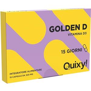Quixy Golden D - Integratore Ossa e Muscoli con Vitamina D3, K2, Calcio e Vitamina E - Supporto Benessere Osseo, Forza e Stabilità - 15 Capsule Made in Italy
