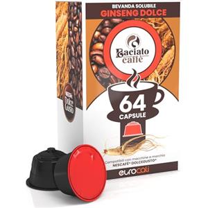 Baciato Caffè Cialde Compatibili con Nescafé Dolce Gusto Linea Dolce Gusto Ginseng Dolce Bevanda Solubile - Confezione da 64 Capsule