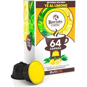 Baciato Caffè Cialde Compatibili con Nescafé Dolce Gusto Linea Dolce Gusto Tè al Limone Bevanda Solubile - Confezione da 64 Capsule