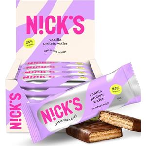 N!CK'S NICKS Barrette di wafer proteico Vaniglia | 25% di proteine | 203 calorie | Barretta proteica al cioccolato low carb, senza zuccheri aggiunti e glutine (24 barrette proteiche x 40g)