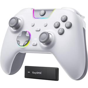 EasySMX X05PRO Controller Wireless PC con Tasti Quiet, Trigger 2 Livelli, Joystick Hall, 2 Pulsanti Programmabili, Batteria 1000mAh, Compatibile PC Windows/Switch/Android/iOS-Bianco