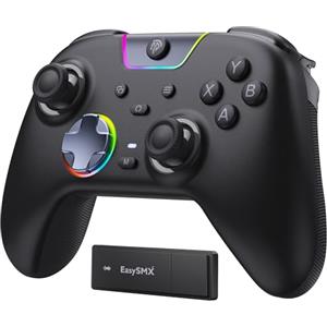 EasySMX X05PRO Controller Wireless PC con Tasti Quiet, Trigger 2 Livelli, Joystick Hall, 2 Pulsanti Programmabili, Batteria 1000mAh, Compatibile PC Windows/Switch/Android/iOS-Nero