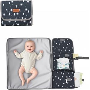 Cozary Fasciatoio Portatile Neonato, Organizer Fasciatoio Impermeabile con Tasche, Borsa per Passeggino per Cambio Pannolini 0-5M, Regalo Nascita Bimbo per Walking Mum, 60x50cm