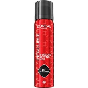 L'Oreal Paris L'Oréal Paris, Spray Fissante per il Make-Up, No Transfer, Ad Asciugatura Rapida, Tenuta Fino a 36H, A Prova di Sudore e Umidità, Infaillible 3-Second Face Setting Mist, 75 ml