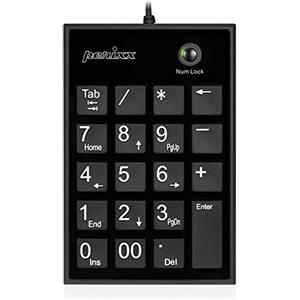 Perixx PERIPAD-202 Tastierino Numerico USB con Tasto Tab Full Size 19 Keys, Grandi Stampa, Nero