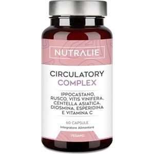 NUTRALIE Circolazione Complex 1330mg - Diosmina Esperidina Vite rossa - Circolazione Gambe pesanti - Ippocastano Centella asiatica Rusco Vitamina C - 60 capsule Nutralie