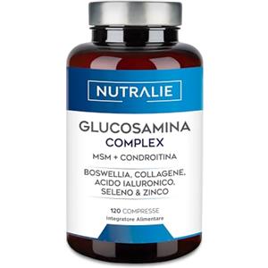 NUTRALIE Glucosamina Condroitina MSM, Collagene con Acido Ialuronico, Boswellia, Selenio e Zinco - Glucosamina Complex 120 compresse Nutralie