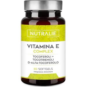 NUTRALIE Vitamina E - Antiossidante - Tocoferolo + Tocotrienolo - Protezione delle Cellulle dallo Stress Ossidativo - 60 Softgels Vitamin E Complex Nutralie