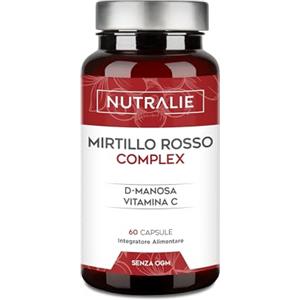 NUTRALIE Mirtillo Rosso Americano - Vitamina C, D-Manossio e Ibisco Zenzero - Mirtillo Rosso - Cranberry Complex 60 Capsule Nutralie