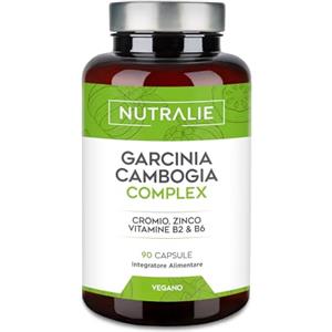NUTRALIE Garcinia Cambogia 2000mg - 60% HCA - Cromo Zinco B2 B6 - Per Donne e Uomini - 90 Capsule Garcinia Complex Nutralie