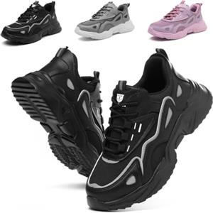 Bawalon Scarpe Antinfortunistiche Donna Leggere Scarpe da Lavoro on Punta in Acciaio Comode Traspiranti Antiscivolo Scarpe Sicurezza Donna Viola Nero EU 36