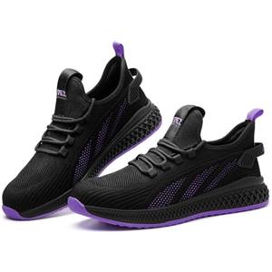 SPIEZ Anti-schiacciamento Scarpe Antinfortunistiche Donna Leggere, Scarpe da Lavoro Antiforatura Comode Sneakers Antinfortunistica Traspiranti per Il Lavoro e l'uso Quotidiano, 36 EU, Nero/Rosa