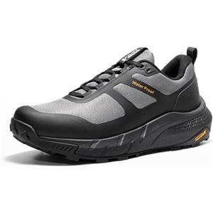 NORTIV 8 Scarpe Trekking Impermeabili Uomo, Leggere, Sneaker Moda da Trekking e Cammino con Supporto Plantare per Campeggio, Allenamento all Aperto StreamRunner,Size 44.5,Nero/Grigio,NMUMHI2505