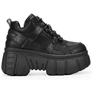 BOSANOVA Scarpe con dettaglio trekking e piattaforma dentata. Chiusura con lacci. Scarpe da donna, Nero , 39 EU