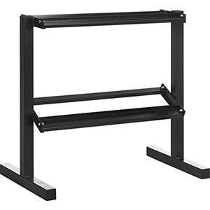 SPORTNOW Porta Pesi con 2 Ripiani in Acciaio per Palestra, Casa e Ufficio, 94x52.5x82 cm, Nero