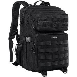 YOREPEK Zaino Militare Tattico, 45L Zaino Molle Professionale Grande Zaino Multifunzione per Lungo Viaggio, Caccia, Escursionismo, Campeggio, Patrol, attività All'aperto - Nero