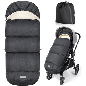Orzbow Sacco Invernale Passeggino Universale, Coprigambe Passeggino Universale con Cerniera, Sherpa, Impermeabile & Staccabile, Lavabile in Lavatrice, Grigio Scuro