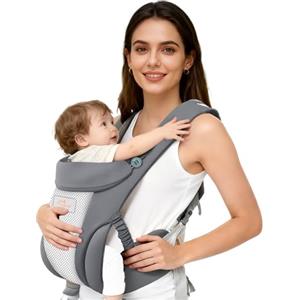 Mumgaroo Marsupio Neonato Ergonomico, 4 in 1 Marsupio per Tutte le Posizioni, Supporto per il Collo Pieghevole, Morbido e Traspirante, Spallacci Regolabili, Aperture delle Gambe Ispessite, 3-15 kg