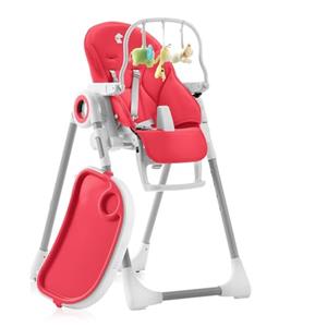 Sweety Fox Seggiolone Pappa Regolabile e Pieghevole - 7 Livelli Diverse, Schienale Bambino Pieghevole 5 Posizioni, Ripiano Smontabile, Vassoio a Clip (Facile da Pulire) - Rosso Lampone