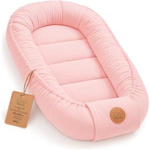 Totsy Baby Mussola Riduttore lettino neonato - 90x50 cm baby nest trasportabile per neonati nido culla pod cocoonababy babynest antisoffoco Rosa cipria