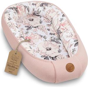 Totsy Baby Riduttore lettino neonato - 50x90cm nido baby nest antisoffoco culla pod cocoonababy confortevole cotone waffle babynest per neonati Rosa selvatica