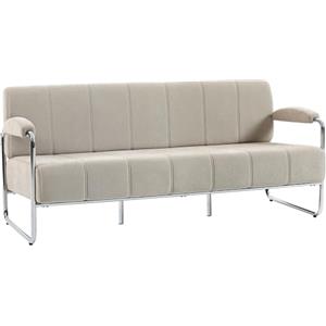 HOMCOM Divano 3 Posti Imbottito in Ciniglia con Doppie Cuciture, Divanetto da Salotto Moderno con Braccioli e Gambe in Acciaio, per Soggiorno, Ufficio e Camera da Letto, 174x75x76 cm, Beige