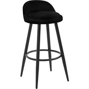 WOLTU Sgabello Cucina, Sgabello da Bar con Schienale e Poggiapiedi, Velluto, Struttura in Metallo, Nero, BH296sz-1