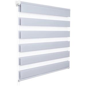 WOLTU Tenda a Rullo per interni Doppio Strato Giorno e Notte, Fissaggio a Morsetto Senza Foratura 55l x 150A cm Grigio, Tenda Traslucida e Oscurante per Finestra o Porta