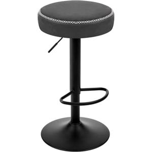 EUGAD Sgabello Alto, Sgabello da Colazione Regolabile in Altezza, Sedia Imbottita Girevole, Sedie Bar in PU Vintage, Antracite