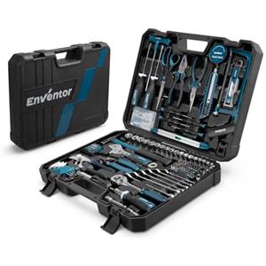 Enventor Cassetta Attrezzi Completa 280 Pezzi Blu, Set Attrezzi da Lavoro con Set Cacciavite Chiavi a Chiavi a Bussola, Valigetta Attrezzi Completa Riparazioni e Progetti Domestici Generali