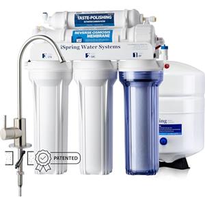 iSpring RCC7 5 Stadi Sotto Lavello Sistema di Filtrazione dell'acqua ad Osmosi Inversa, Certificato NSF, 75 GPD ad Alta Capacità, Rubinetto in Nichel Lucido