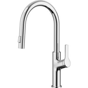 CECIPA Rubinetto Cucina con Doccetta Estraibile, Arco Alto Miscelatore Cucina Estraibile con 2 Getto, Rubinetto Lavello Girevole a 360°, Miscelatore a Leva Singola, in Lega Zinco, Cromo