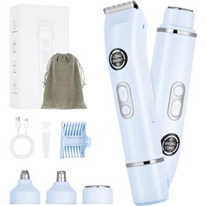 AOOWU Rasoio Elettrico Donna, 4 in 1 Doppia Testa Rasoio Elettrico Corpo IPX7 Impermeabile, Indolore Rasoio Parti Intime Donna Wet & Dry, Epilatore Kit per Viso, Soprocciglia e Inguine, Display LED