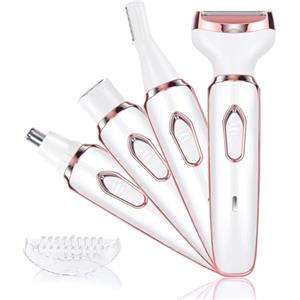 AOOWU Rasoio Elettrico Donna, 4 in 1 Epilatore Senza Fili, Multifunzione a Secco e Bagnato, Impermeabile Rasoi per il Viso, Epilatore Viso per Una Rasatura Delicata e Accurata