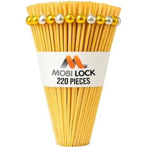 Mobi Lock 220 Pezzi Bastoncini di Bambù con Perle Oro & Argento - 12 cm Stuzzicadenti a Sfera per Antipasti e Bevande - Eleganti Bastoncini in Legno per Taglieri, Feste & Eventi - di Mobi Lock
