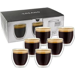 Creano Set di 6 bicchieri da caffè a doppia parete, 80 ml, tazze da caffè con effetto fluttuante