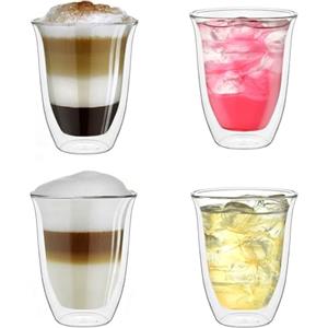 Creano Set 4 Tazze Cappuccino 250ml Doppia Parete in Vetro Borosilicato - Bicchieri Termici Isolanti per Caffè Tè Latte - Design Elegante Regalo Premium - Set: 4x 400ml DG-V (confezione da 1)