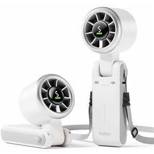 Diveblues Ventilatore Portatile a Mano, Raffreddamento Turbo 10m/s, 5 Velocità, Batteria Ricaricabile, Fino a 12 Ore di Autonomia, 3-in-1 Ventilatore da Tavolo e Collo per Esterni, Viaggi, Lavoro