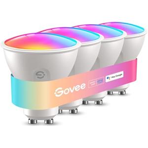 Govee Lampadine WiFi Intelligente GU10, Lampadina LED Smart RGBWW WiFi e Bluetooth, Compatibile con Alexa e Google Assistant, 400LM Dimmerabile 16 Milioni di Colori Sincronizzazione Musicale, 4 Pezzi