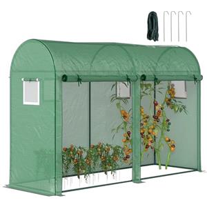 Outsunny Serra Tunnel da Giardino per Piante e Orto, Serra da Balcone con 2 Porte Avvolgibili e 4 Finestre, Copertura in PE Struttura in Acciaio, 3x1x2m
