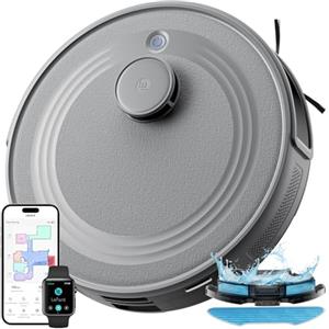 LEFANT M2 Robot Aspirapolvere Lavapavimenti con Mappatura Laser dToF, 6000Pa, Navigazione PSD, Pulizia 2-in-1, 160 Min, APP/Alexa, Ricarica Auto, Ideale per Peli Animali, Grigio
